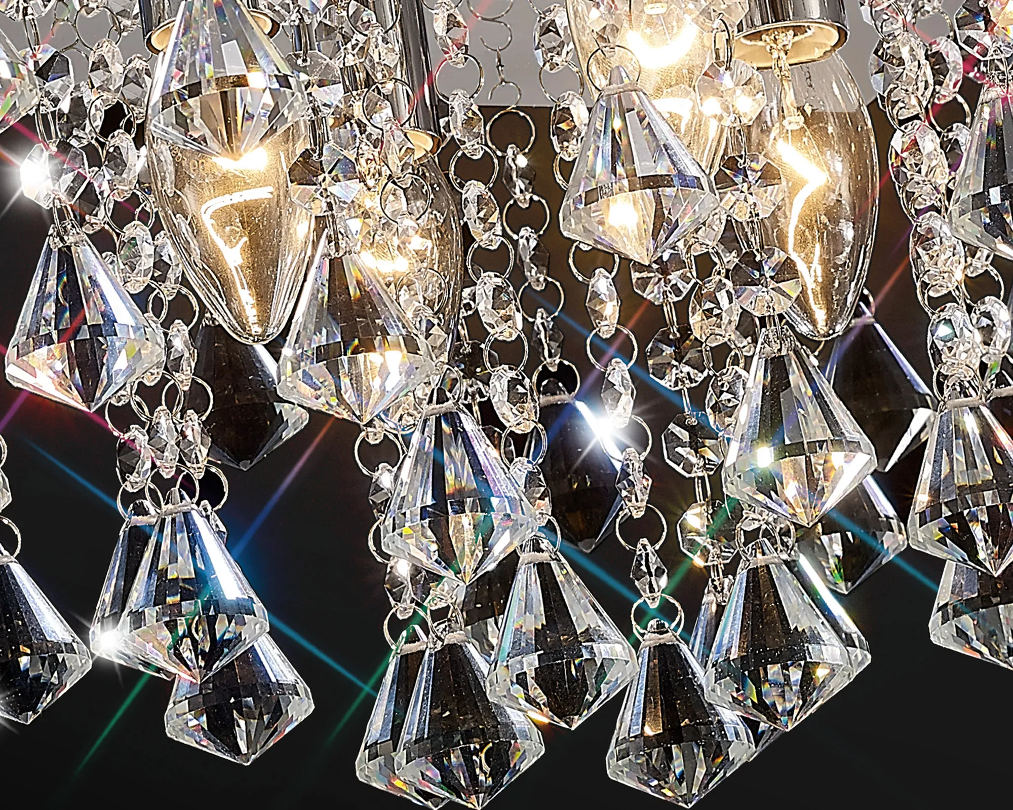 Acton Crystal Square Flush Ceiling 5 Light Polished Chrome D0146  Deco Acton